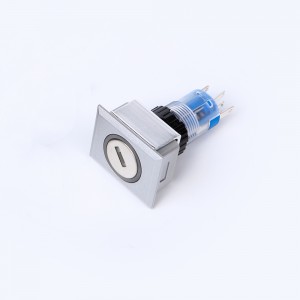 ELEWIND 22mm Plastic 5 PIN terminal Rectangular illuminated key lock switch (PB223WJ-11Y/21A/G/12V ，PB223PJ-11Y/21A/G/12V)