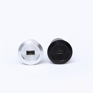 22mm mounting diameter metal Aluminium anodized USB connector socket  USB2.0  Micro  Female B to male B