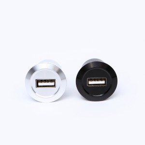 22mm mounting diameter metal Aluminium anodized USB connector socket USB2.0 Female A to Female A