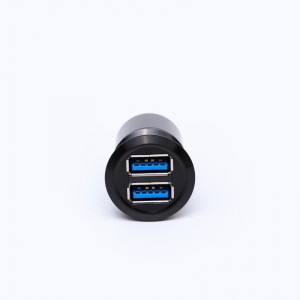 25mm mounting diameter metal Aluminium anodized USB connector socket  double layer 2*USB3.0 Female A to Female A