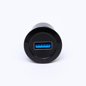 22mm mounting diameter metal Aluminium anodized USB connector socket  USB3.0 Female A to type C male C