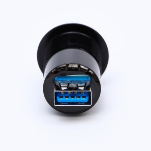 22mm mounting diameter metal Aluminium anodized USB connector socket  USB3.0 Female A to Female A