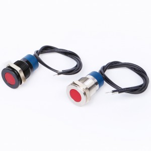 12mm flat head metal stainless steel black brass nickel plated brass Indicator Light Signal lamp with cable 15CM(PM12F-D/X)