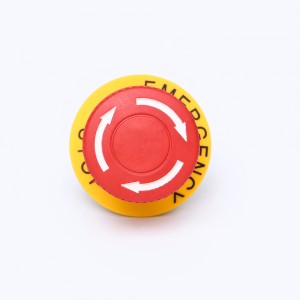 ELEWIND 22mm Plastic 3 PIN terminal Round head Red color emergency stop switch ( PB223WY-11TS/R/IP65 With warning circle )