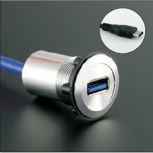 22mm mounting diameter metal Aluminium anodized USB connector socket  USB3.0 Female A to type C male C with 60cm cable