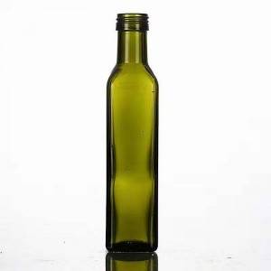 Botella de aceite de oliva de vidrio de forma cuadrada de China