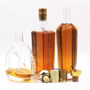 Flint gefe embossed tambarin brandy ruhohi whiskey kwalban