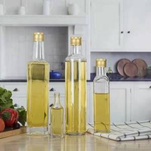 Food Grade vierkante donkergroene Marasca glazen fles olijfolie fles