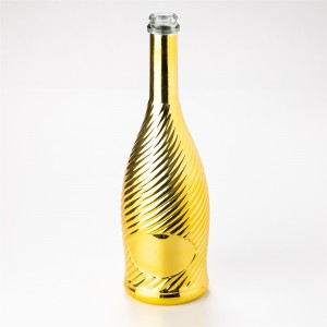 Botol wain kaca botol kaca penyaduran emas
