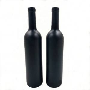 Engros tilpasset utskrift 500 ml 750 ml Bordeaux matt svart rødvinsglassflaske