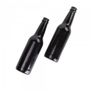 330ml 500ml Matte Black Frosted Glass Beer Bottles with Crown Metal Cap