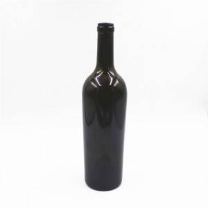 Ampolla de vi negre de vidre Bordeus verd fosc