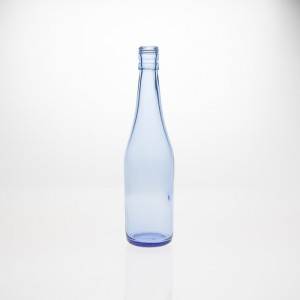 Light Blue Cold Blue Glass Wine Bottle