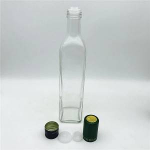 四角いマラスカ 食用油 オリーブオイル 金属蓋付きガラス瓶