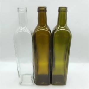 Square Marasca Cooking oil Olive Oil Glass Bottle with metal lid