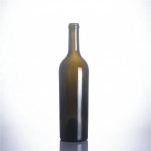 Висококвалитетна стаклена боца за вино бордо боје на навој