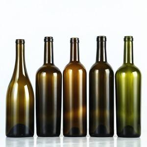 750ml botol anggur burgundy kaca kosong