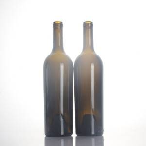 Tmavo zelená Bordeaux sklenená fľaša na červené víno