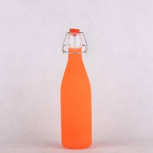 Swing top lid beverage bottle juice bottle