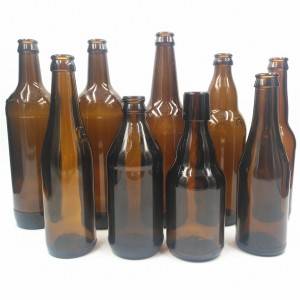 Factory amber glass beer bottle