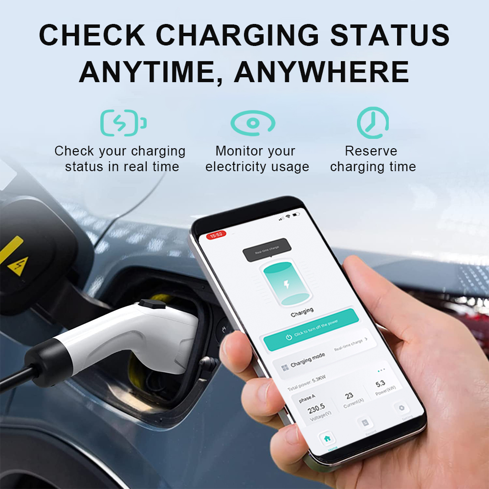 KonJa Type 2 EV Charger Station 32A 7kw Low Standby Electric Vehicle Charging  Station RFID APP