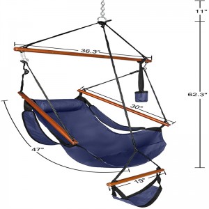 HC002 Hanging Hammock Swing Chair with Armrests and Footrest