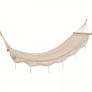 HM027 Outdoor Polyester Rope Mesh Hammock with Tassels