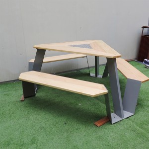 طاولة نزهة خارجية في المنطقة العامة مثلث بارك مع إطار فولاذي
