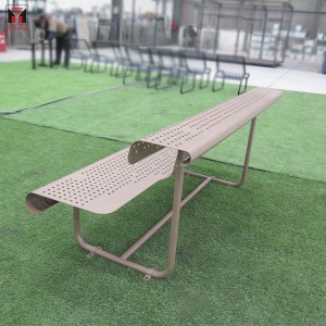 Outdoor Perforated Metal Park Bench With Back 12