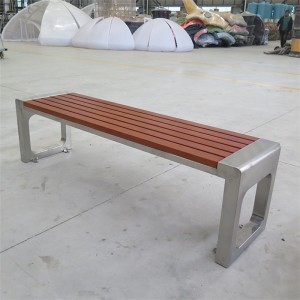Asentos de bancos de parque de madeira na rúa pública por xunto de fábrica con marco de aceiro inoxidable 5