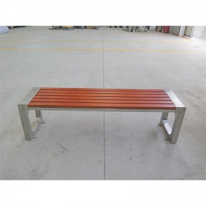 Factory Wholesale Public Street Wooden Park Bench Seats With Stainless Steel Frame 4