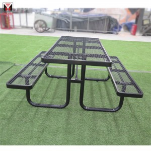 Park Street 8' rektangulært piknikbord i ekspandert metall, svart 10