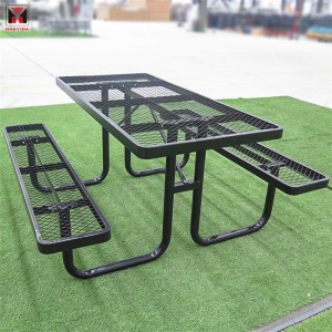 Mesa de picnic rectangular de metal expandido Park Street de 8', color negro 8