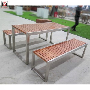 Mesas de picnic rectangulares para exteriores de madeira comercial para Park9