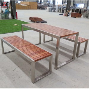 Pravokutni komercijalni drveni stolovi za piknik na otvorenom za Park 6