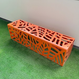 New Design Orange Perforated Metal Backless Bench For Park Street 15