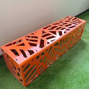 New Design Orange Perforated Metal Backless Bench For Park Street 12