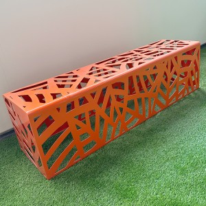 New Design Orange Perforated Metal Backless Bench For Park Street 10
