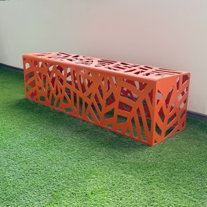 New Design Orange Perforated Metal Backless Bench For Park Street 11