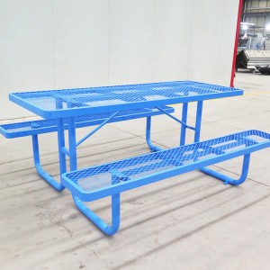 6' Rectangular Portable Picnic Table Extendable Steel Thermoplastic Commerical 9