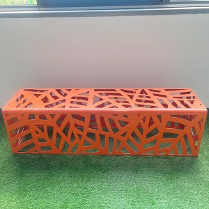 New Design Orange Perforated Metal Backless Bench For Park Street 8