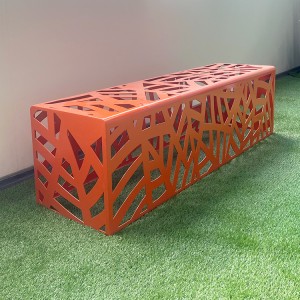 New Design Orange Perforated Metal Backless Bench For Park Street 9