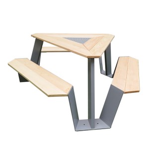 Modern Metal And Wood Outdoor Picnic Table At Park Triangle