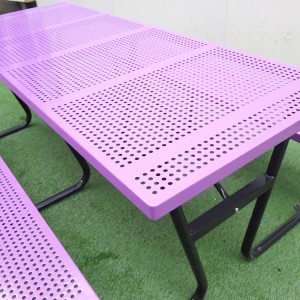 6 ft Rectangular Perforated Steel Outdoor Picnic Table Factory Wholesale25