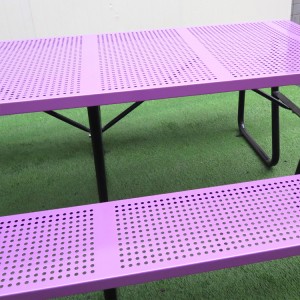 6 ft Rectangular Perforated Steel Outdoor Picnic Table Factory Wholesale33