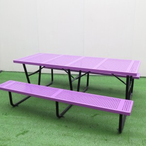6 ft Rectangular Perforated Steel Outdoor Picnic Table Factory Wholesale52