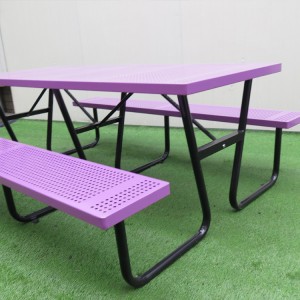 6 ft Rectangular Perforated Steel Outdoor Picnic Table Factory Wholesale63
