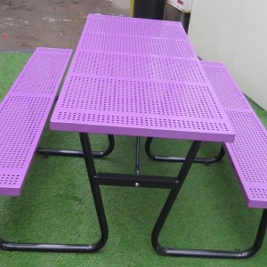 6 ft Rectangular Perforated Steel Outdoor Picnic Table Factory Wholesale71