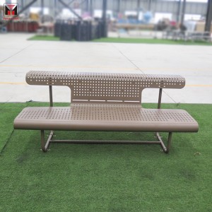 Outdoor Perforated Metal Park Bench With Back 6