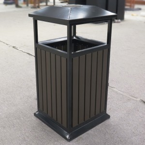 Street Park Plastic Wood Dustbin With Ashtray 2